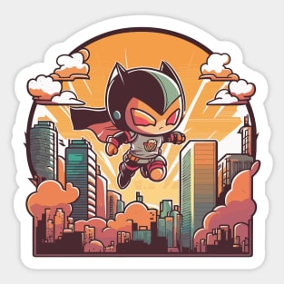 Hero - Cute Kawaii Hero, Flying Above The City Sticker